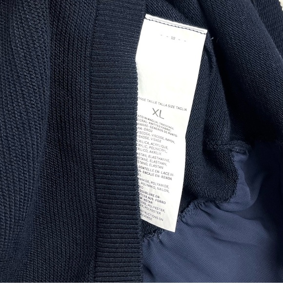 Marella XL Womens Navy Blue Ribbed Lace Back Hem Pullover Sweater - Picture 8 of 8